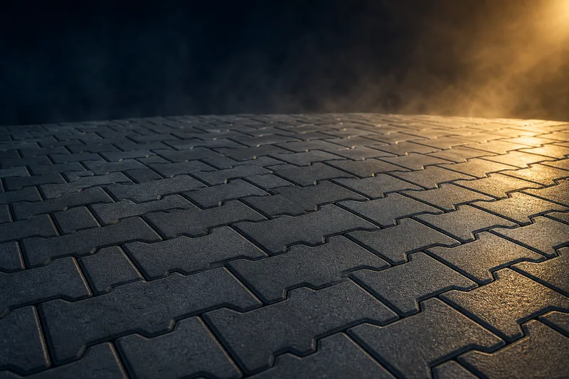 بلاط انترلوك متشابك بتصميم herringbone رمادي